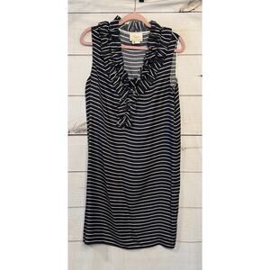 Kate Spade New York Size 12 Dress Navy Ruffled Collar White Stripes Classy
